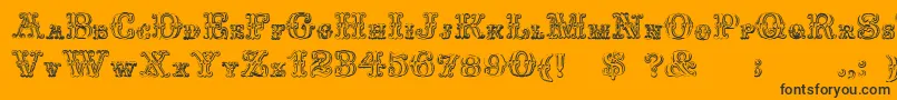 FontanioloBeveled-Schriftart – Schwarze Schriften auf orangefarbenem Hintergrund