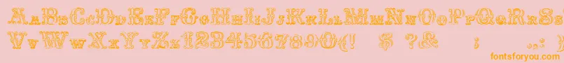 FontanioloBeveled-Schriftart – Orangefarbene Schriften auf rosa Hintergrund