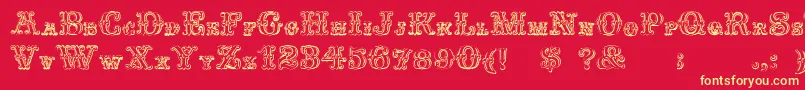 FontanioloBeveled Font – Yellow Fonts on Red Background