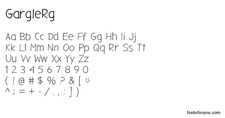 A fonte GargleRg – alfabeto, números, caracteres especiais