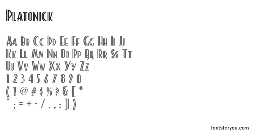 A fonte Platonick – alfabeto, números, caracteres especiais
