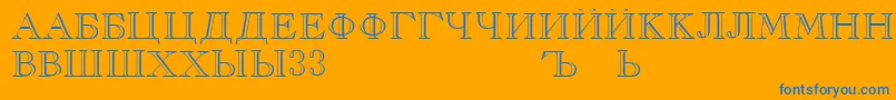 Fonte RusskijRegular – fontes azuis em um fundo laranja