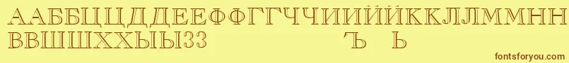 RusskijRegular Font – Brown Fonts on Yellow Background
