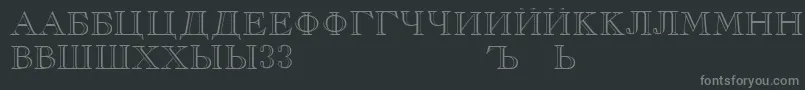 フォントRusskijRegular – 黒い背景に灰色の文字