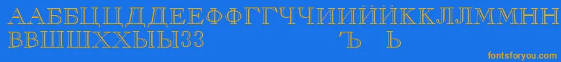 Czcionka RusskijRegular – pomarańczowe czcionki na niebieskim tle