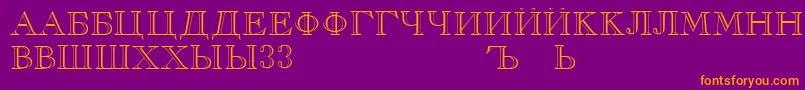 Fonte RusskijRegular – fontes laranjas em um fundo violeta