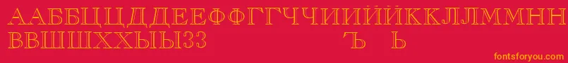 RusskijRegular Font – Orange Fonts on Red Background