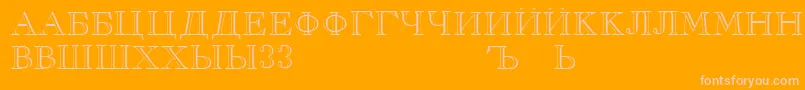 Czcionka RusskijRegular – różowe czcionki na pomarańczowym tle
