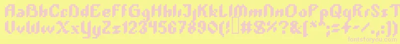 Plopdump-fontti – vaaleanpunaiset fontit keltaisella taustalla