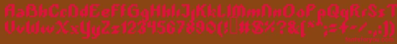 Czcionka Plopdump – czerwone czcionki na brązowym tle