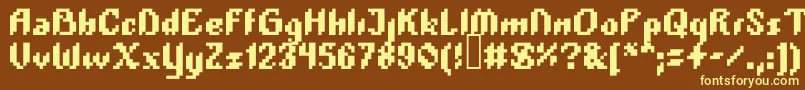 Plopdump-fontti – keltaiset fontit ruskealla taustalla