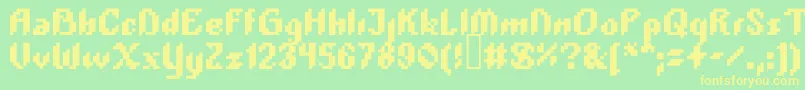 フォントPlopdump – 黄色の文字が緑の背景にあります