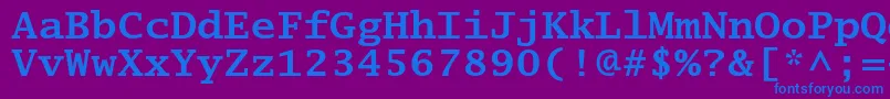 LucidatypewriterstdBold-Schriftart – Blaue Schriften auf violettem Hintergrund