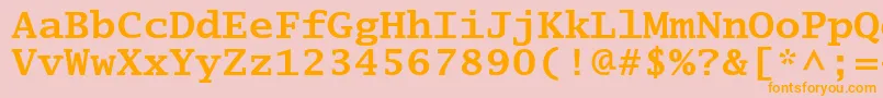 フォントLucidatypewriterstdBold – オレンジの文字がピンクの背景にあります。