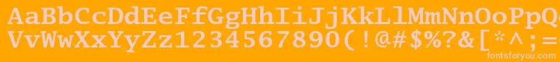 LucidatypewriterstdBold-fontti – vaaleanpunaiset fontit oranssilla taustalla