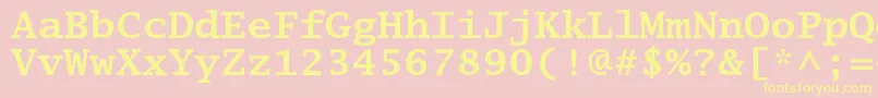 LucidatypewriterstdBold-fontti – keltaiset fontit vaaleanpunaisella taustalla