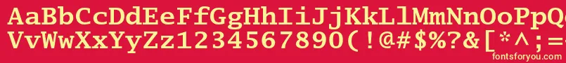 LucidatypewriterstdBold-fontti – keltaiset fontit punaisella taustalla