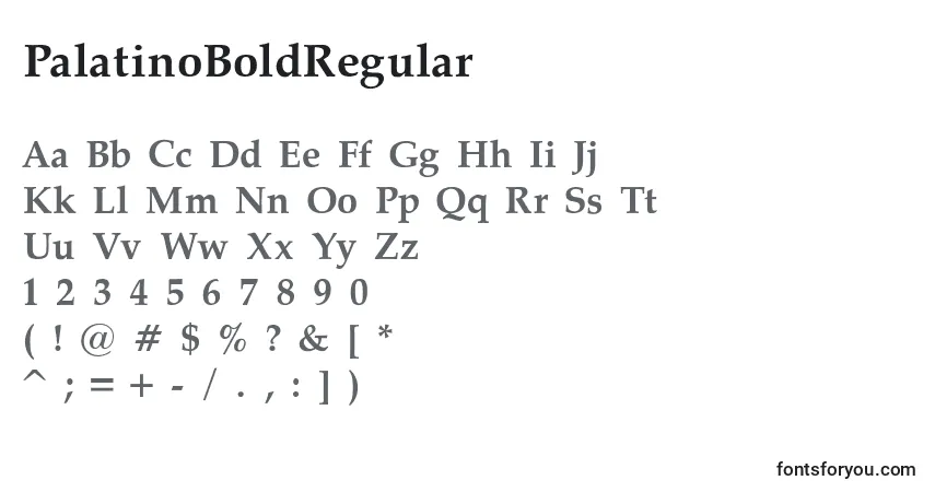 A fonte PalatinoBoldRegular – alfabeto, números, caracteres especiais
