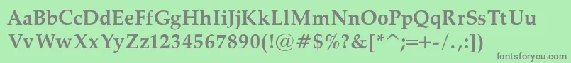 PalatinoBoldRegular-fontti – harmaat kirjasimet vihreällä taustalla