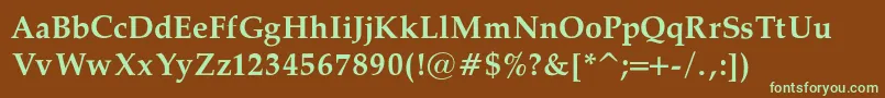 PalatinoBoldRegular-fontti – vihreät fontit ruskealla taustalla