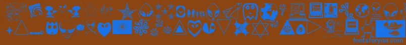 001ssGamma-Schriftart – Blaue Schriften auf braunem Hintergrund