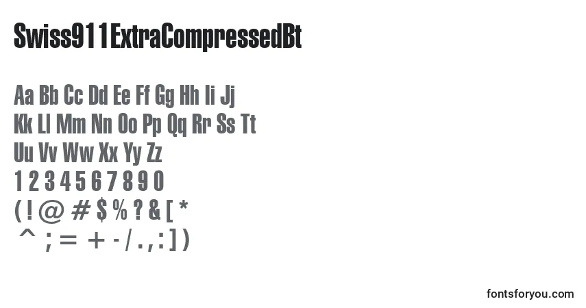 A fonte Swiss911ExtraCompressedBt – alfabeto, números, caracteres especiais
