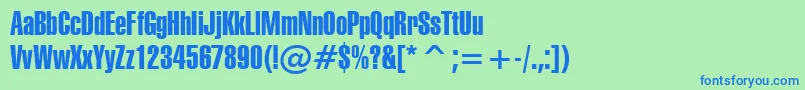 Swiss911ExtraCompressedBt Font – Blue Fonts on Green Background