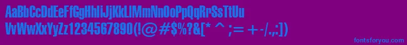 Weitere Informationen zur Swiss911ExtraCompressedBt-Schriftart Swiss911ExtraCompressedBt-Schriftart – Blaue Schriften auf violettem Hintergrund