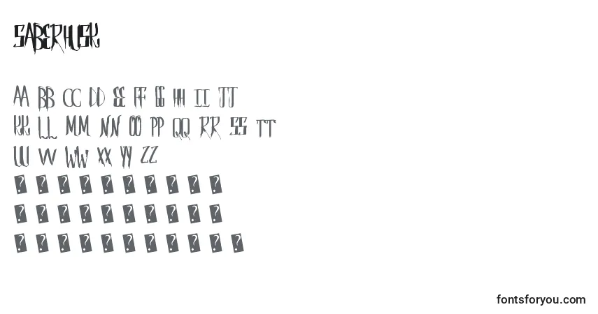 Czcionka Saberhusk – alfabet, cyfry, specjalne znaki