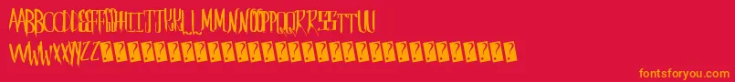 Saberhusk-Schriftart – Orangefarbene Schriften auf rotem Hintergrund