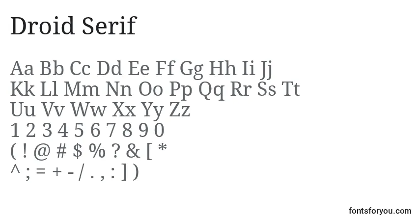 Шрифт Droid Serif – алфавит, цифры, специальные символы
