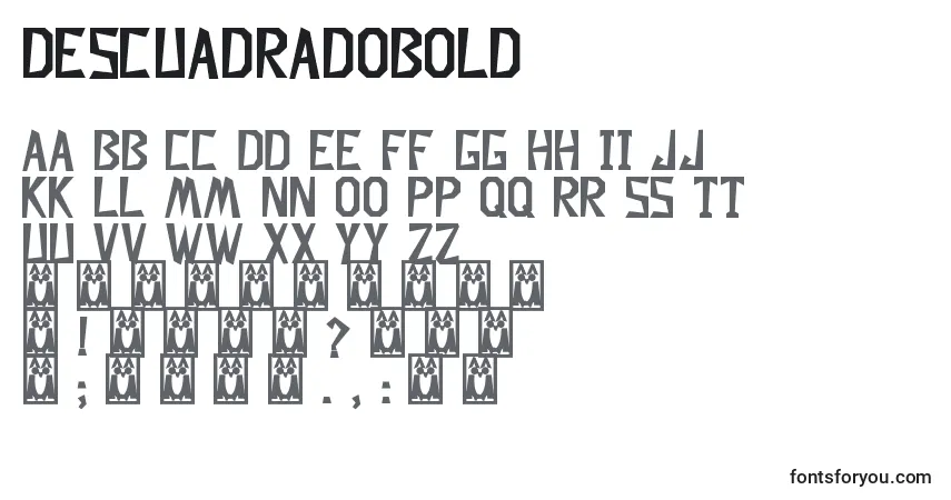 Шрифт DescuadradoBold – алфавит, цифры, специальные символы