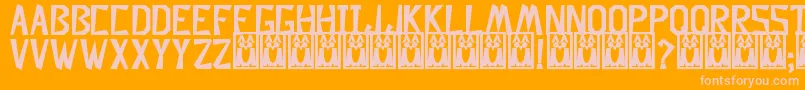 DescuadradoBold-Schriftart – Rosa Schriften auf orangefarbenem Hintergrund