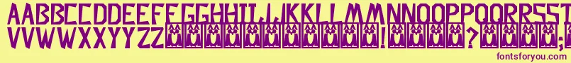 DescuadradoBold-Schriftart – Violette Schriften auf gelbem Hintergrund