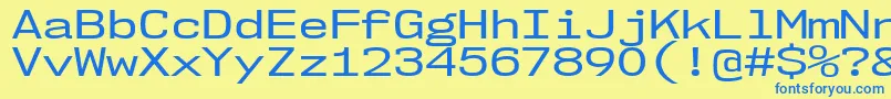 Nk57MonospaceExRg-Schriftart – Blaue Schriften auf gelbem Hintergrund