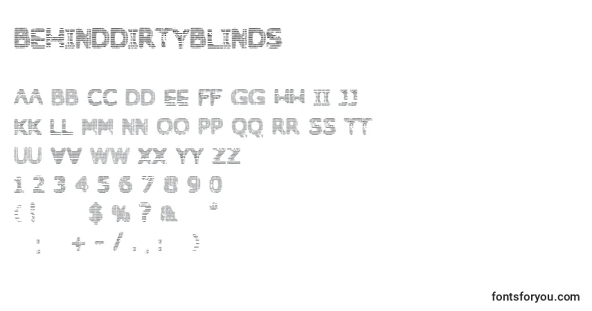 Behinddirtyblindsフォント–アルファベット、数字、特殊文字