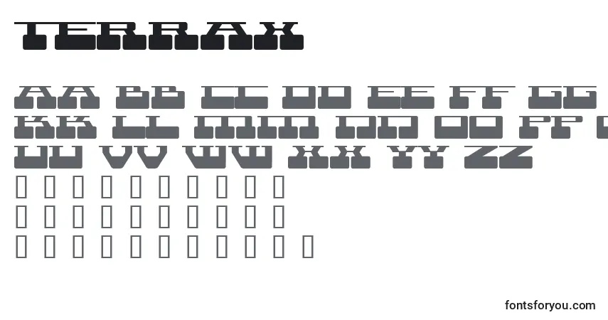 Schriftart TerraX – Alphabet, Zahlen, spezielle Symbole