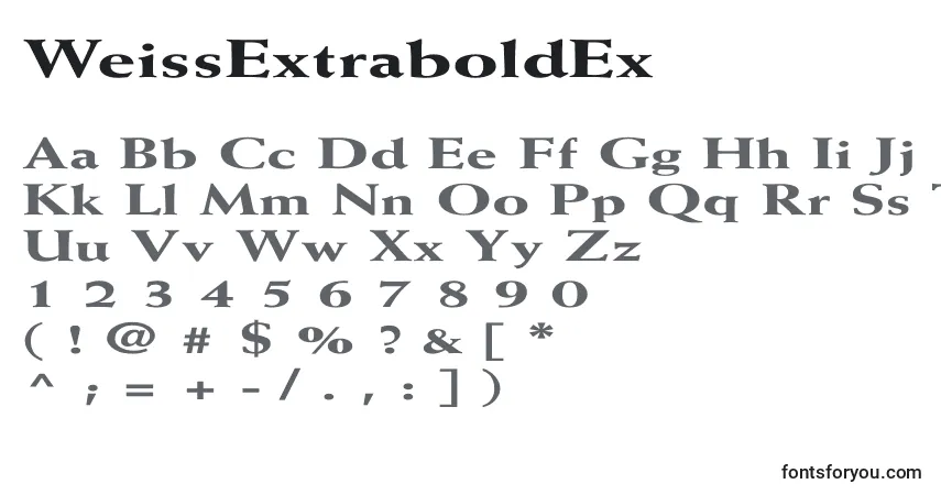 A fonte WeissExtraboldEx – alfabeto, números, caracteres especiais