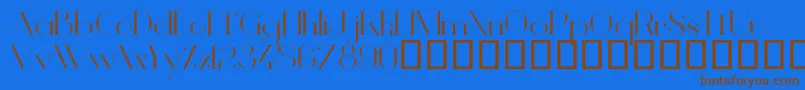 フォントVanityLightWide – 茶色の文字が青い背景にあります。