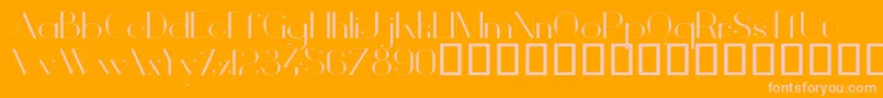 Fonte VanityLightWide – fontes rosa em um fundo laranja