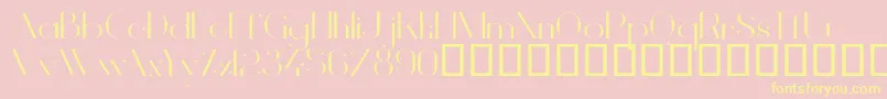 Fonte VanityLightWide – fontes amarelas em um fundo rosa