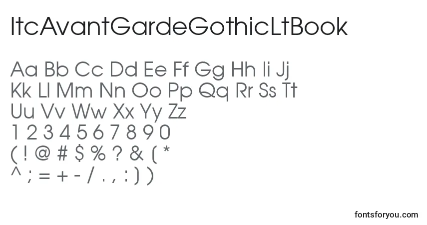Шрифт ItcAvantGardeGothicLtBook – алфавит, цифры, специальные символы