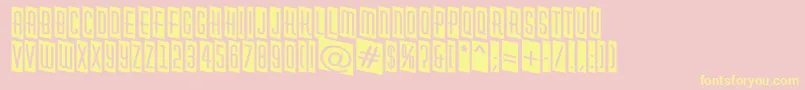 HuxleycmdnRegular-Schriftart – Gelbe Schriften auf rosa Hintergrund