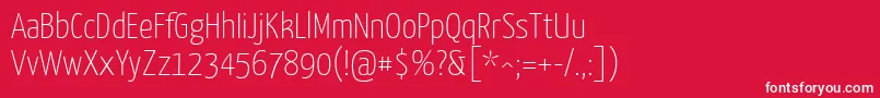 フォントYanonekaffeesatzExtralight – 赤い背景に白い文字