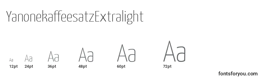 YanonekaffeesatzExtralight Font Sizes