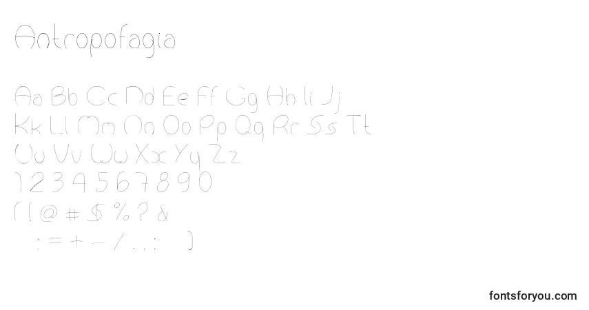 Шрифт Antropofagia – алфавит, цифры, специальные символы