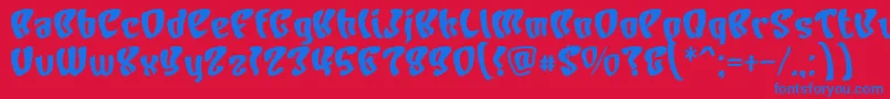 CharacterBold-Schriftart – Blaue Schriften auf rotem Hintergrund