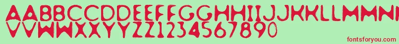 フォントDogfighter – 赤い文字の緑の背景
