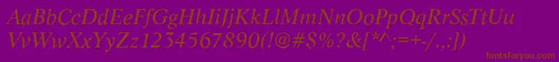 Fonte LyonItalic – fontes marrons em um fundo roxo