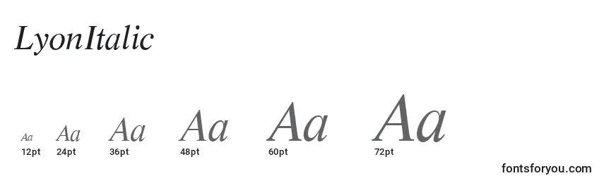 Размеры шрифта LyonItalic
